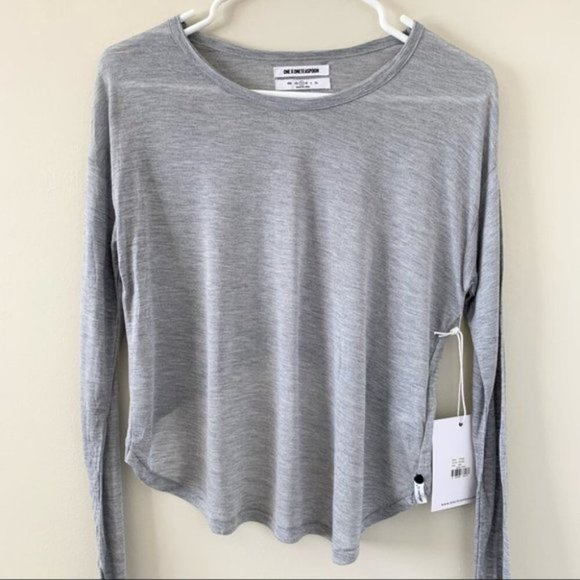 One Teaspoon Soho Wool Blend Cropped Top Long Sleeve Ochre Grey Size XXS - Picture 4 of 12